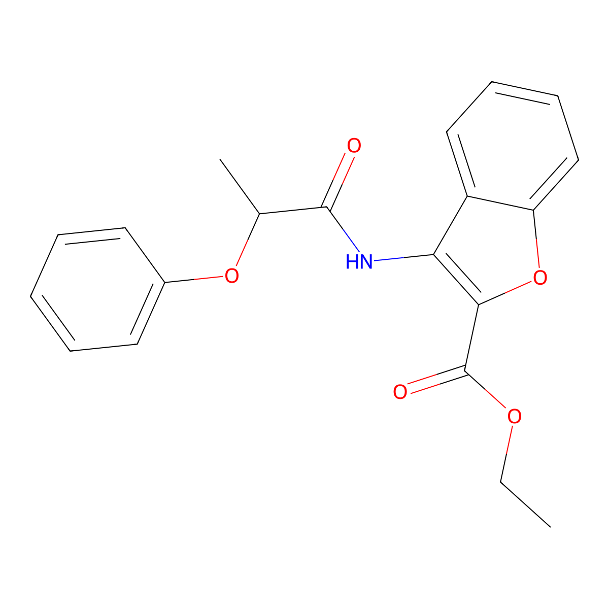 Ethyl 3-(2-phenoxypropanamido)benzofuran-2-carboxylate molecular structure, CAS 847405-95-2