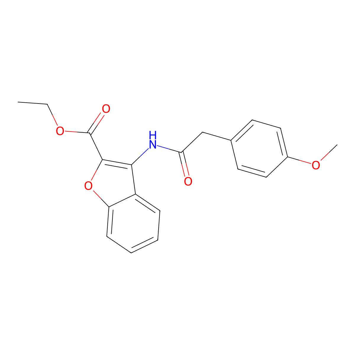 Ethyl 3-(2-(4-methoxyphenyl)acetamido)benzofuran-2-carboxylate molecular structure, CAS 847406-07-9