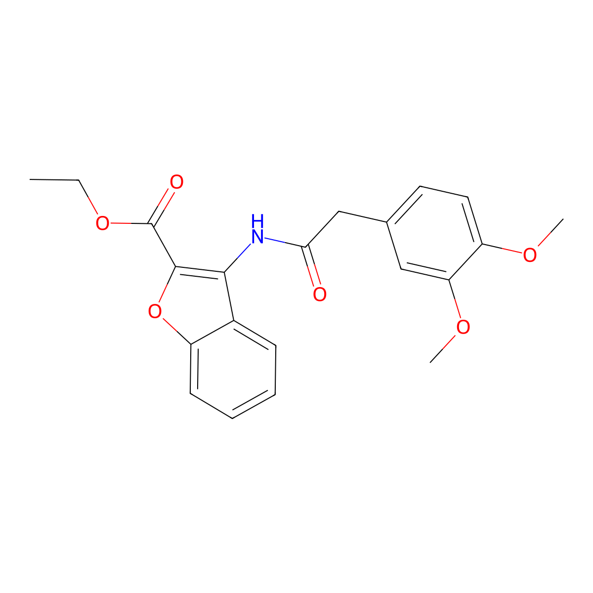 Ethyl 3-(2-(3,4-dimethoxyphenyl)acetamido)benzofuran-2-carboxylate molecular structure, CAS 847406-11-5