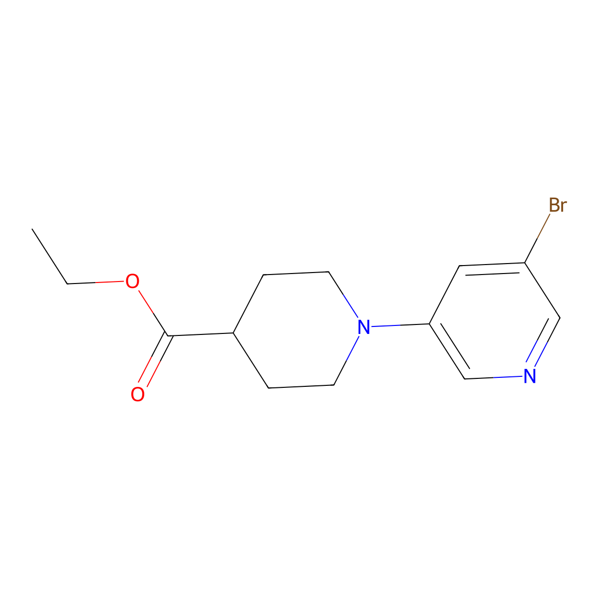 Ethyl 1-(5-bromopyridin-3-yl)piperidine-4-carboxylate molecular structure, CAS 847406-13-7