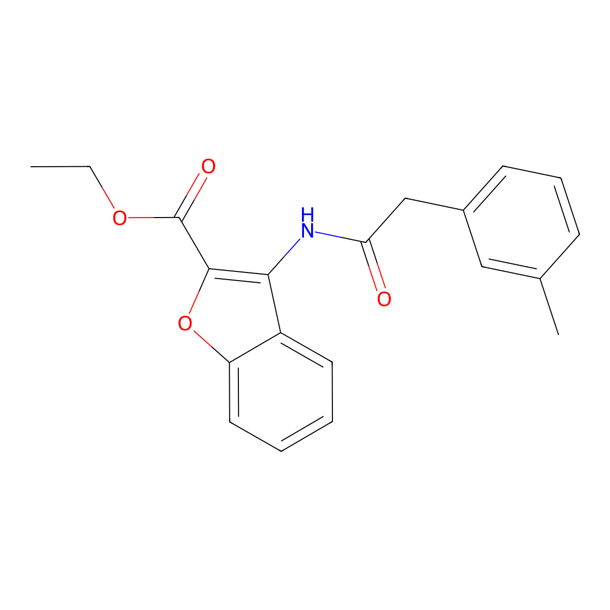 Ethyl 3-(2-(m-tolyl)acetamido)benzofuran-2-carboxylate molecular structure, CAS 847406-23-9
