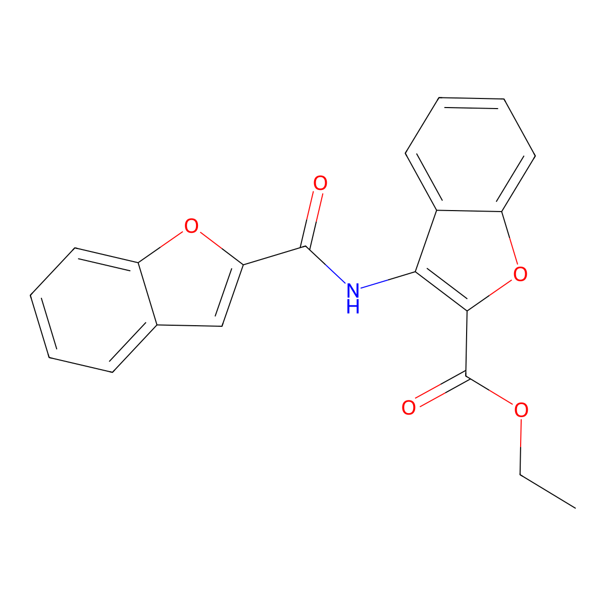 Ethyl 3-(benzofuran-2-carboxamido)benzofuran-2-carboxylate molecular structure, CAS 847406-34-2