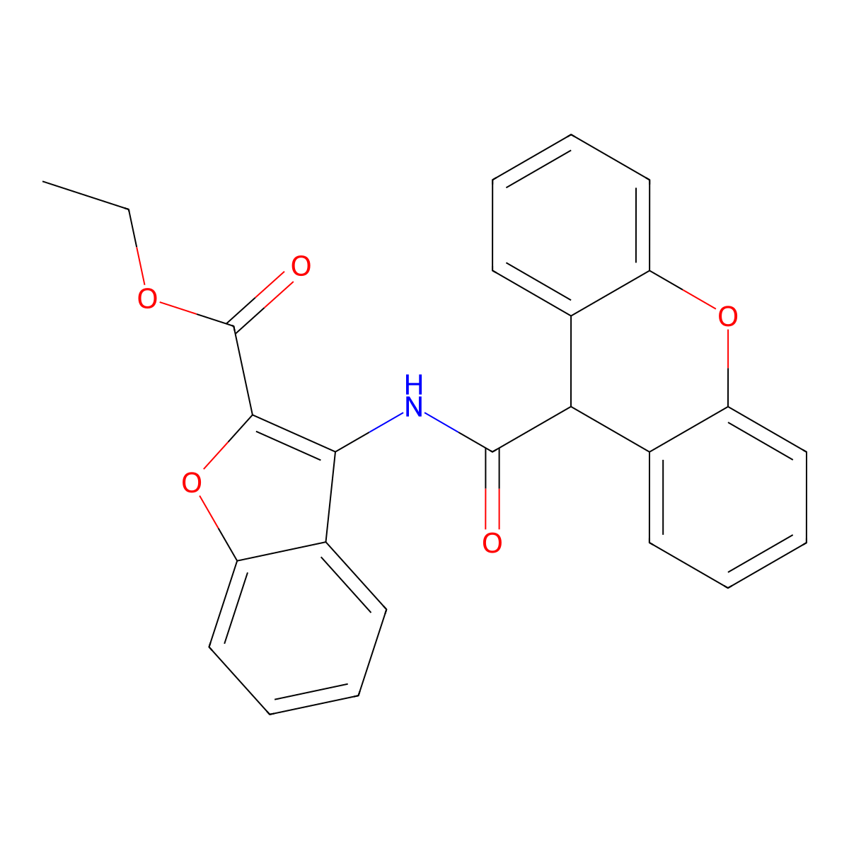 ethyl 3-(9H-xanthene-9-carboxamido)benzofuran-2-carboxylate molecular structure, CAS 847406-36-4