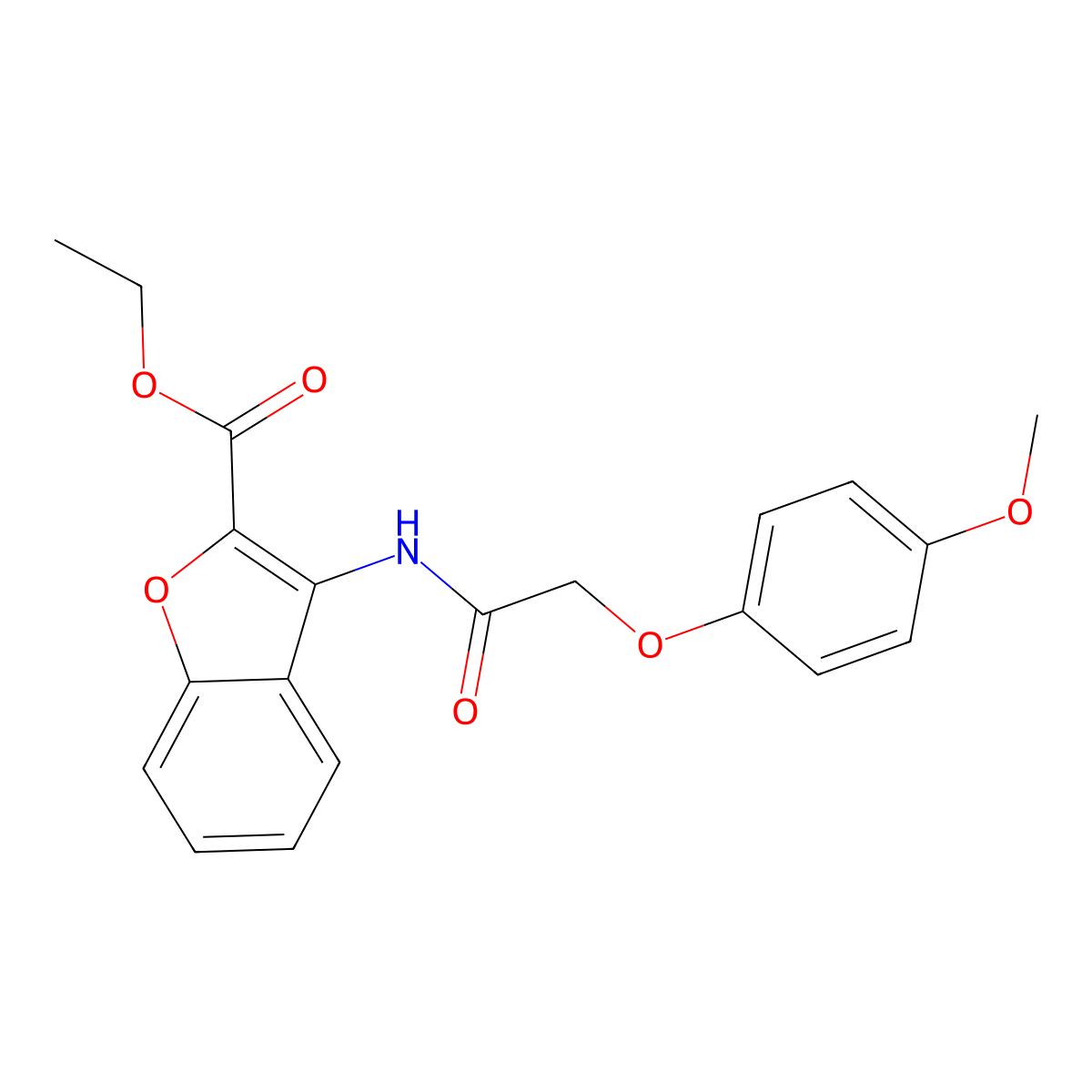 Ethyl 3-(2-(4-methoxyphenoxy)acetamido)benzofuran-2-carboxylate molecular structure, CAS 847406-44-4