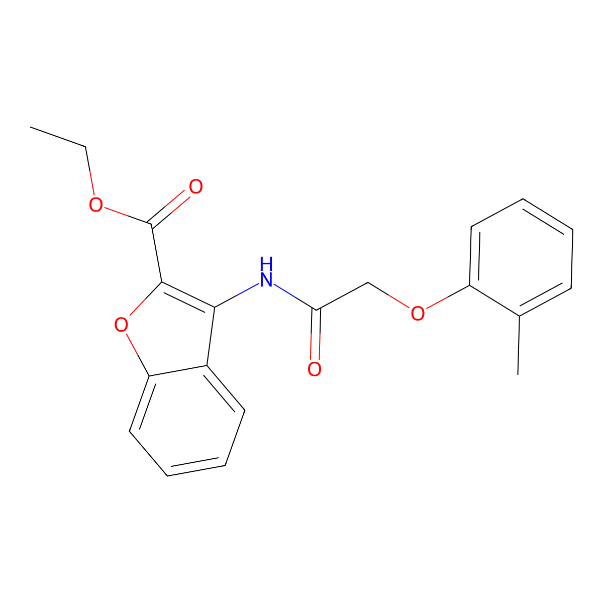 Ethyl 3-(2-(o-tolyloxy)acetamido)benzofuran-2-carboxylate molecular structure, CAS 847406-50-2
