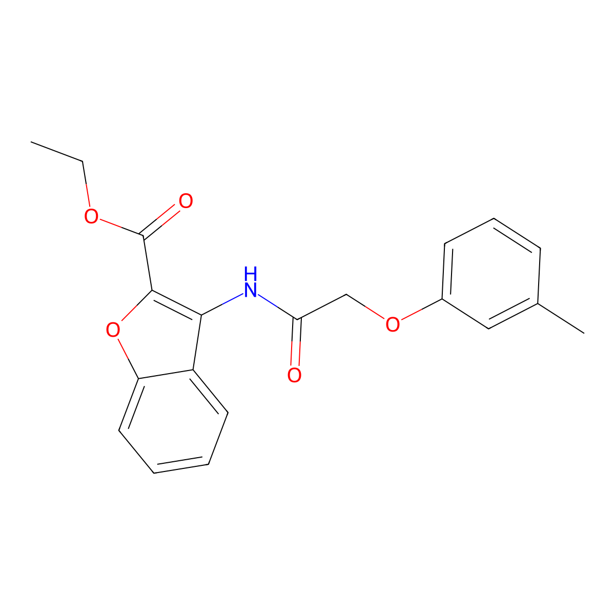 Ethyl 3-(2-(m-tolyloxy)acetamido)benzofuran-2-carboxylate molecular structure, CAS 847406-53-5
