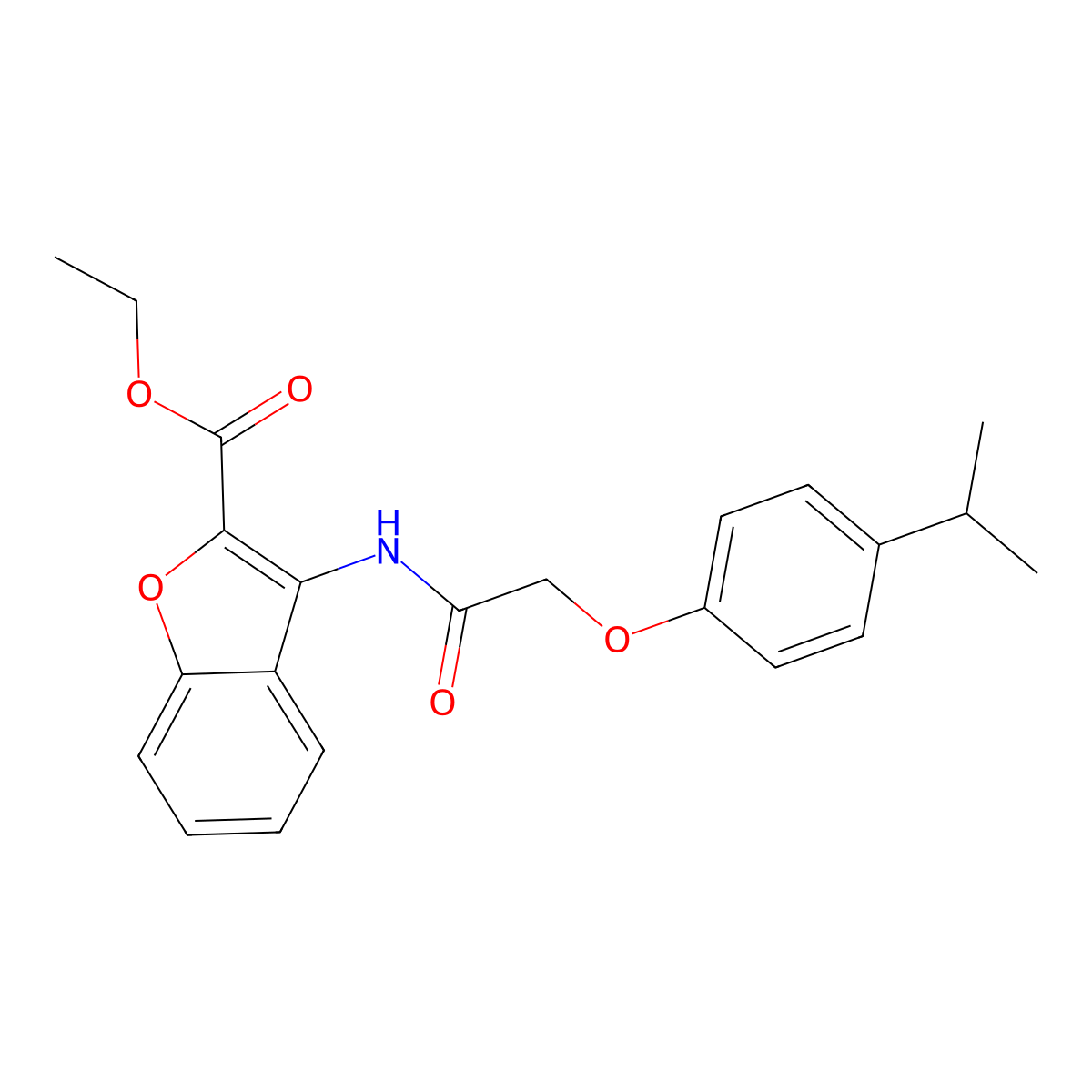 Ethyl 3-(2-(4-isopropylphenoxy)acetamido)benzofuran-2-carboxylate molecular structure, CAS 847406-59-1