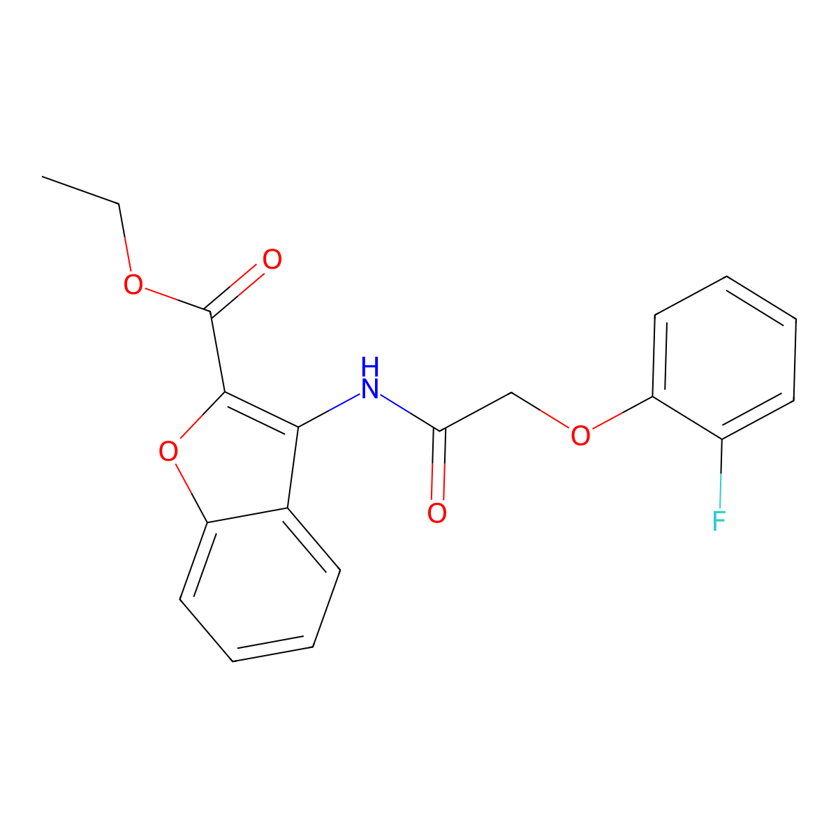 Ethyl 3-(2-(2-fluorophenoxy)acetamido)benzofuran-2-carboxylate molecular structure, CAS 847406-61-5