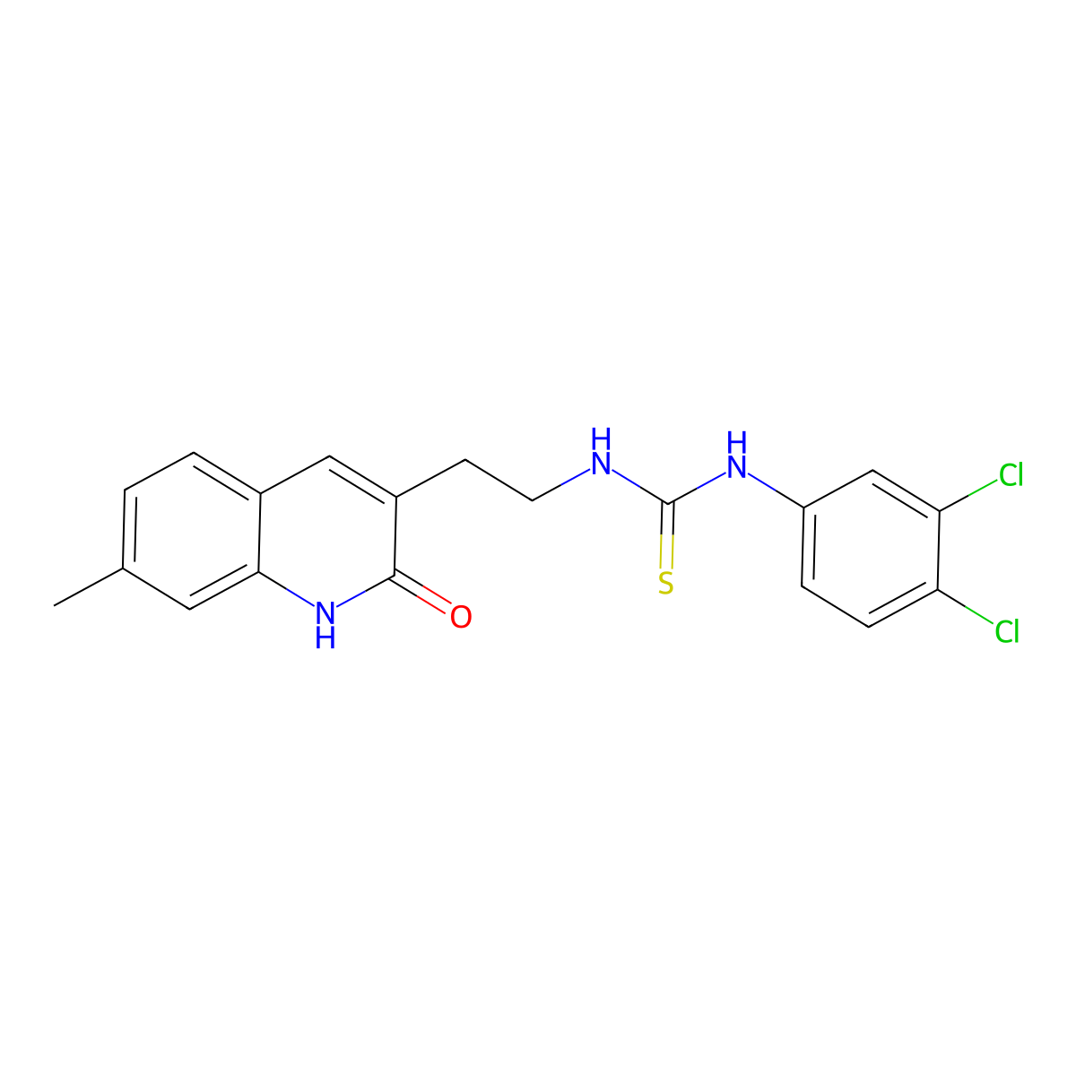 1-(3,4-Dichlorophenyl)-3-(2-(7-methyl-2-oxo-1,2-dihydroquinolin-3-yl)ethyl)thiourea molecular structure, CAS 847406-72-8