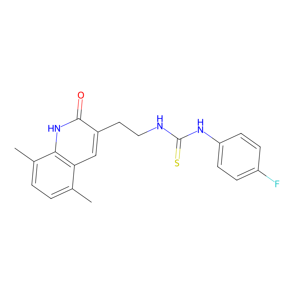 1-(2-(5,8-Dimethyl-2-oxo-1,2-dihydroquinolin-3-yl)ethyl)-3-(4-fluorophenyl)thiourea molecular structure, CAS 847406-84-2