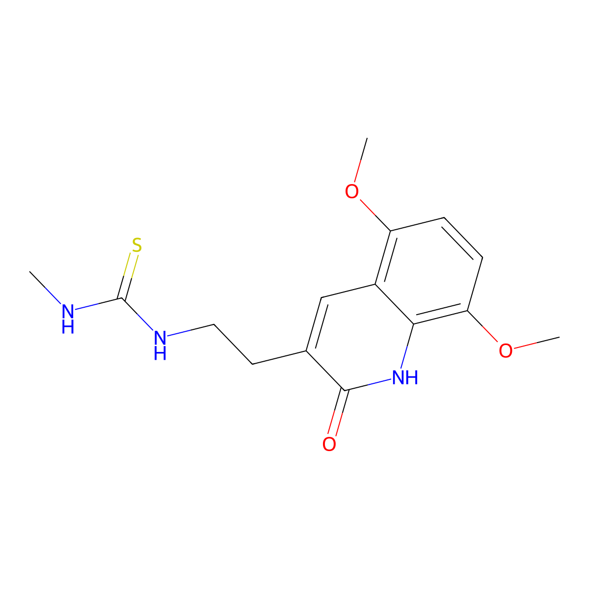 1-(2-(5,8-Dimethoxy-2-oxo-1,2-dihydroquinolin-3-yl)ethyl)-3-methylthiourea molecular structure, CAS 847406-87-5