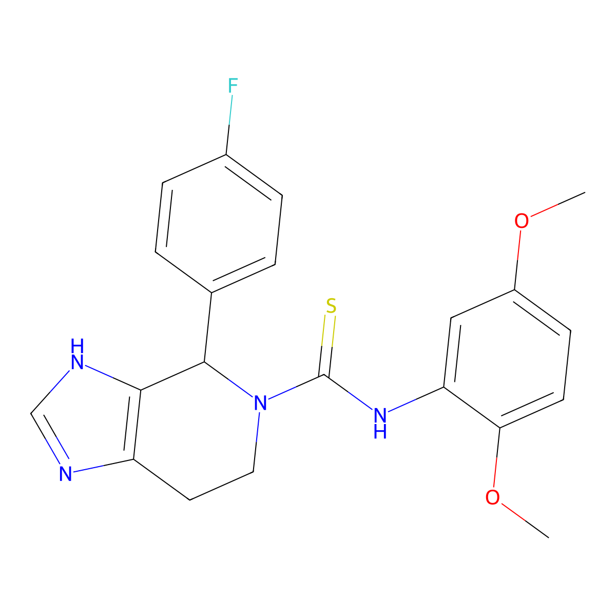 N-(2,5-dimethoxyphenyl)-4-(4-fluorophenyl)-6,7-dihydro-3H-imidazo[4,5-c]pyridine-5(4H)-carbothioamide molecular structure, CAS 847407-04-9