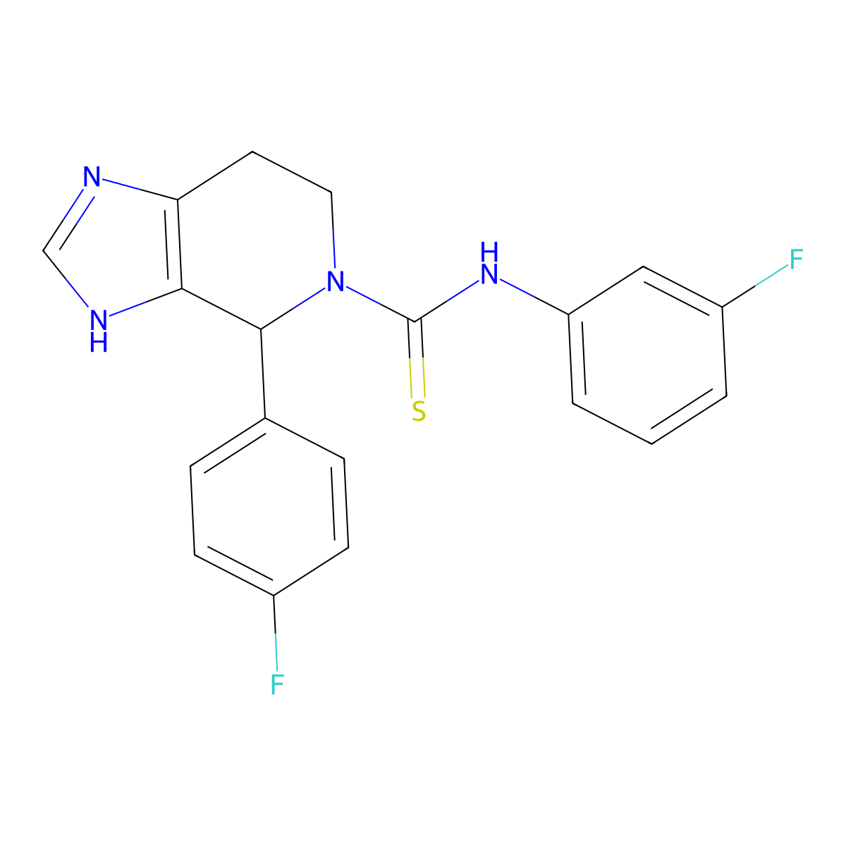 N-(3-fluorophenyl)-4-(4-fluorophenyl)-6,7-dihydro-3H-imidazo[4,5-c]pyridine-5(4H)-carbothioamide molecular structure, CAS 847407-07-2