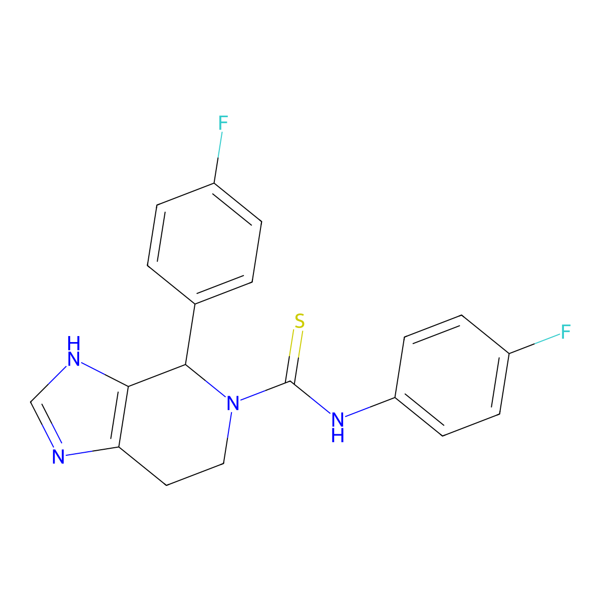 N,4-bis(4-fluorophenyl)-6,7-dihydro-3H-imidazo[4,5-c]pyridine-5(4H)-carbothioamide molecular structure, CAS 847407-10-7