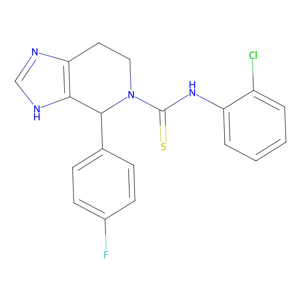 N-(2-chlorophenyl)-4-(4-fluorophenyl)-6,7-dihydro-3H-imidazo[4,5-c]pyridine-5(4H)-carbothioamide molecular structure, CAS 847407-13-0