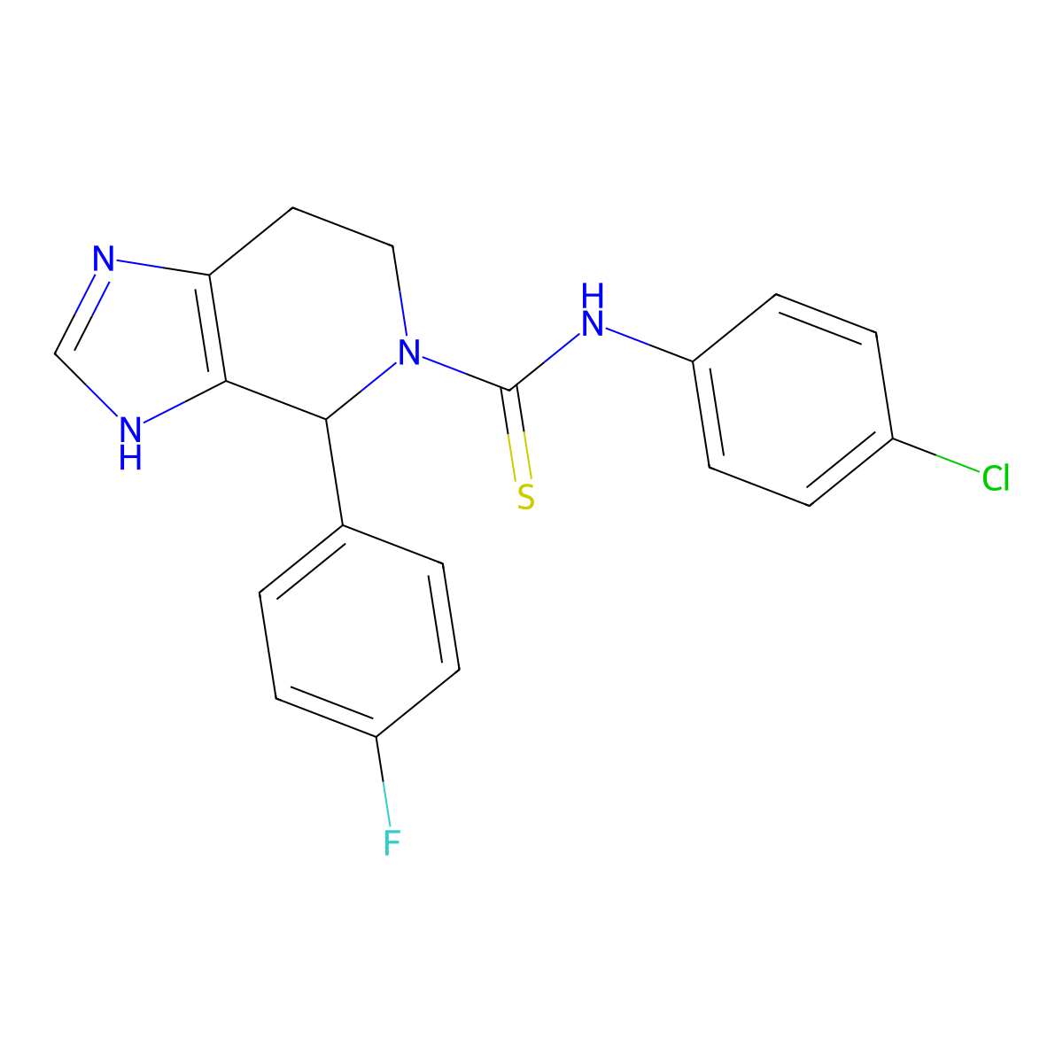 N-(4-chlorophenyl)-4-(4-fluorophenyl)-6,7-dihydro-3H-imidazo[4,5-c]pyridine-5(4H)-carbothioamide molecular structure, CAS 847407-16-3