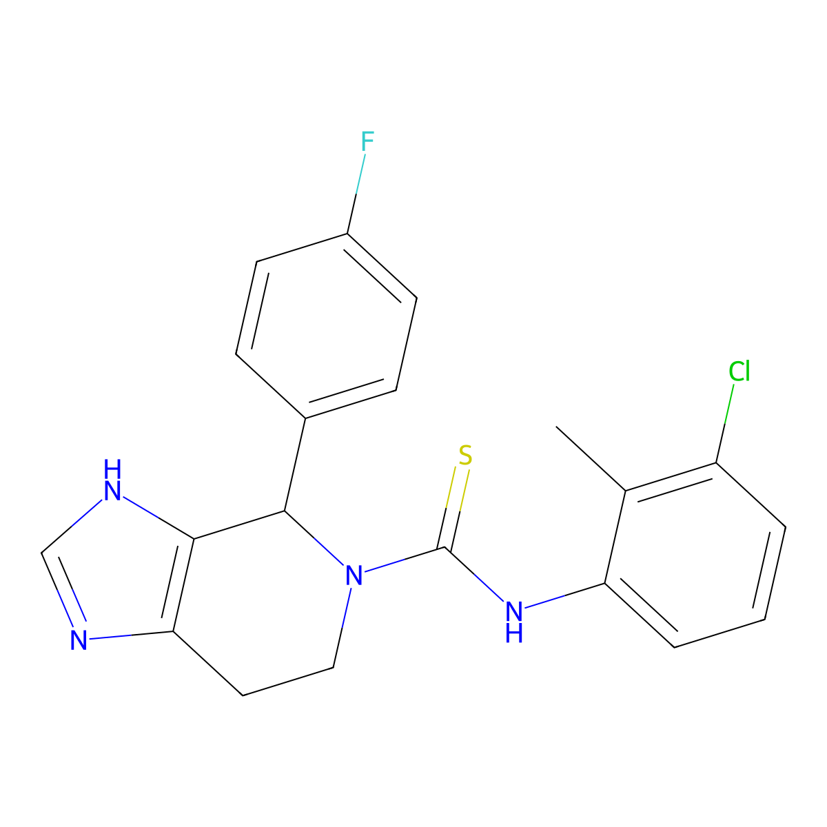 N-(3-chloro-2-methylphenyl)-4-(4-fluorophenyl)-6,7-dihydro-3H-imidazo[4,5-c]pyridine-5(4H)-carbothioamide molecular structure, CAS 847407-19-6