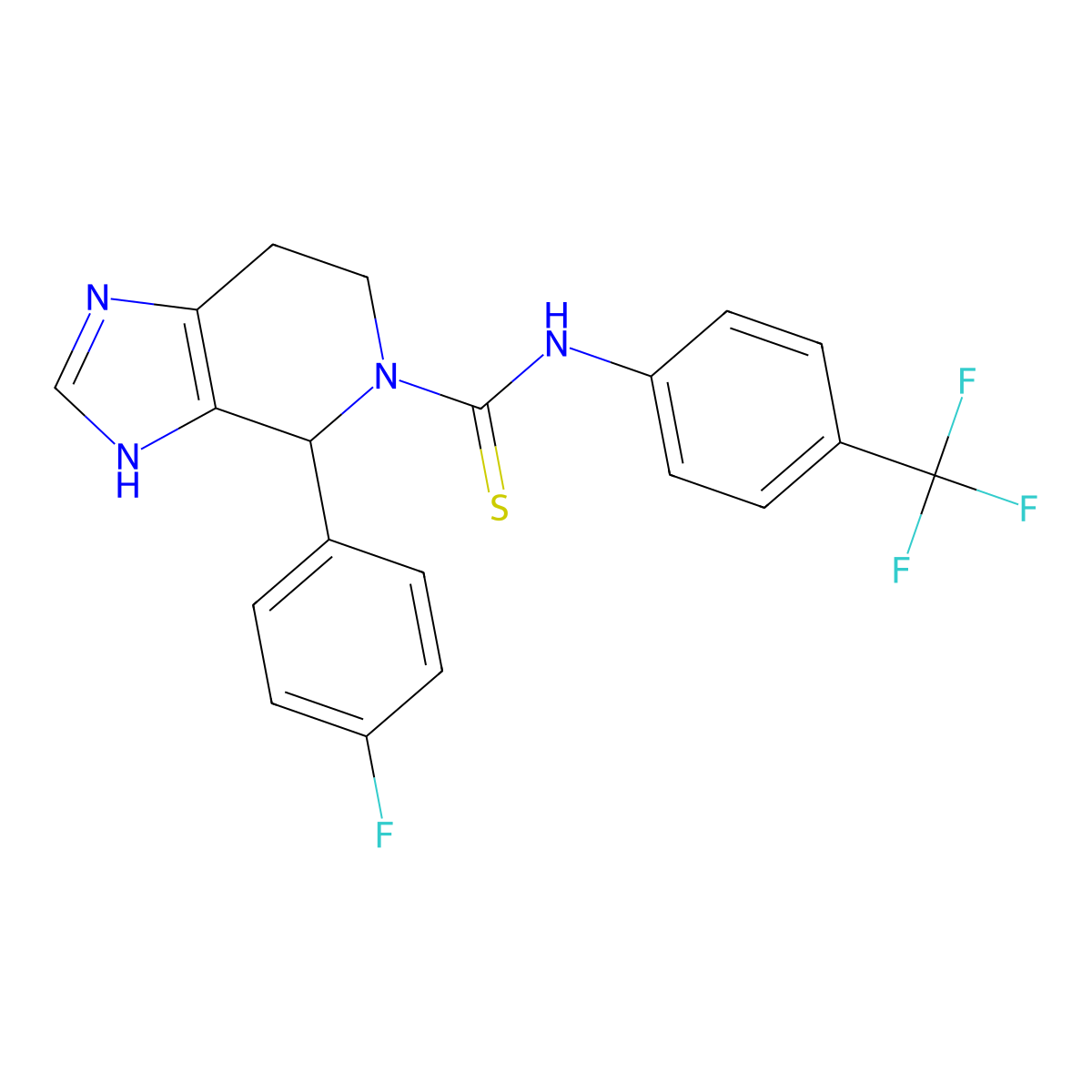 4-(4-fluorophenyl)-N-(4-(trifluoromethyl)phenyl)-6,7-dihydro-3H-imidazo[4,5-c]pyridine-5(4H)-carbothioamide molecular structure, CAS 847407-23-2
