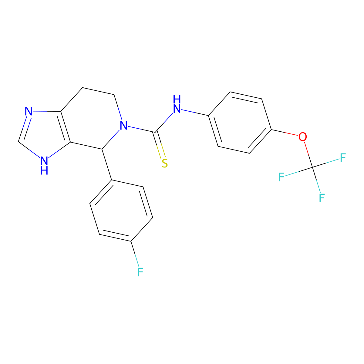 4-(4-fluorophenyl)-N-(4-(trifluoromethoxy)phenyl)-6,7-dihydro-3H-imidazo[4,5-c]pyridine-5(4H)-carbothioamide molecular structure, CAS 847407-26-5