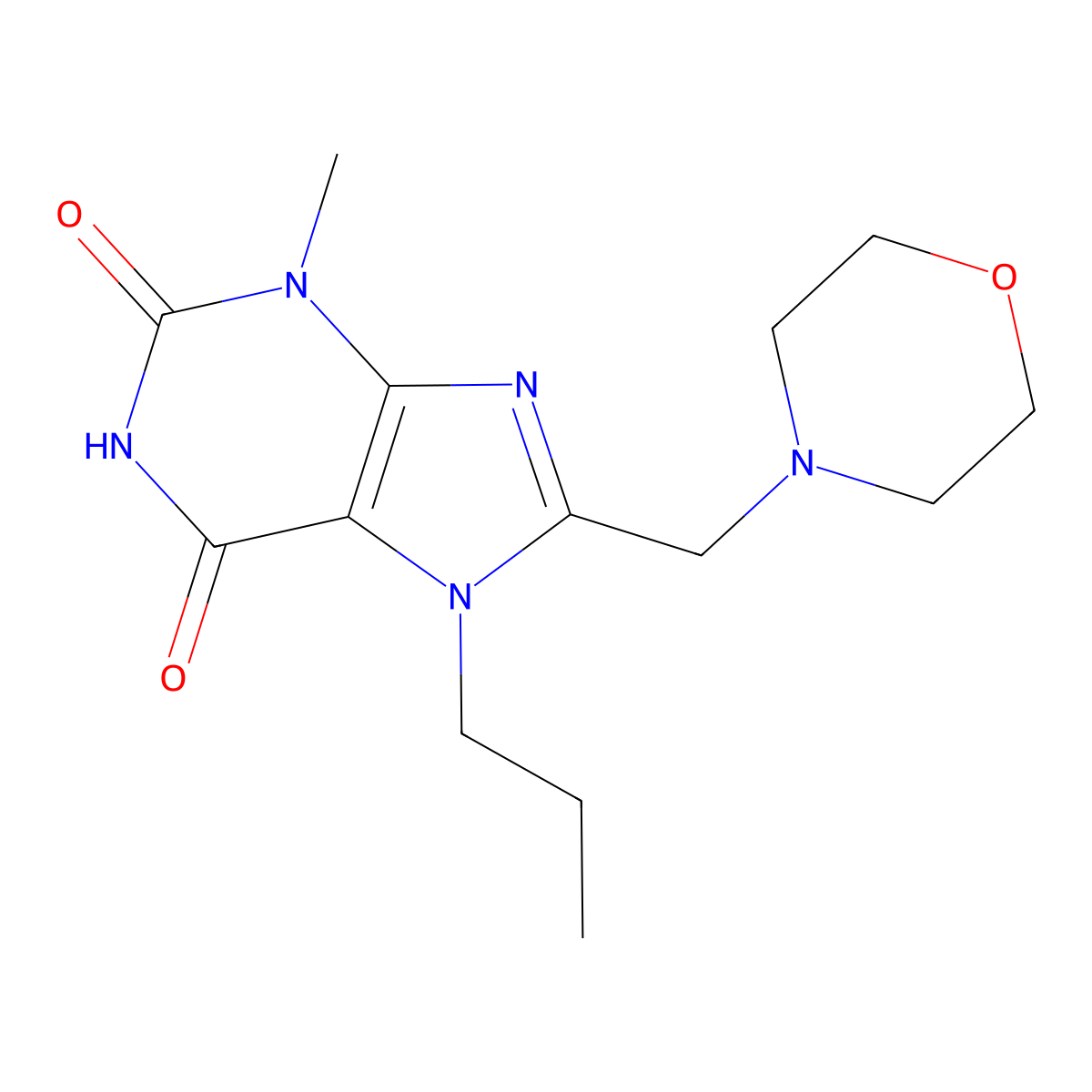 3-Methyl-8-(morpholin-4-ylmethyl)-7-propylpurine-2,6-dione molecular structure, CAS 847407-35-6