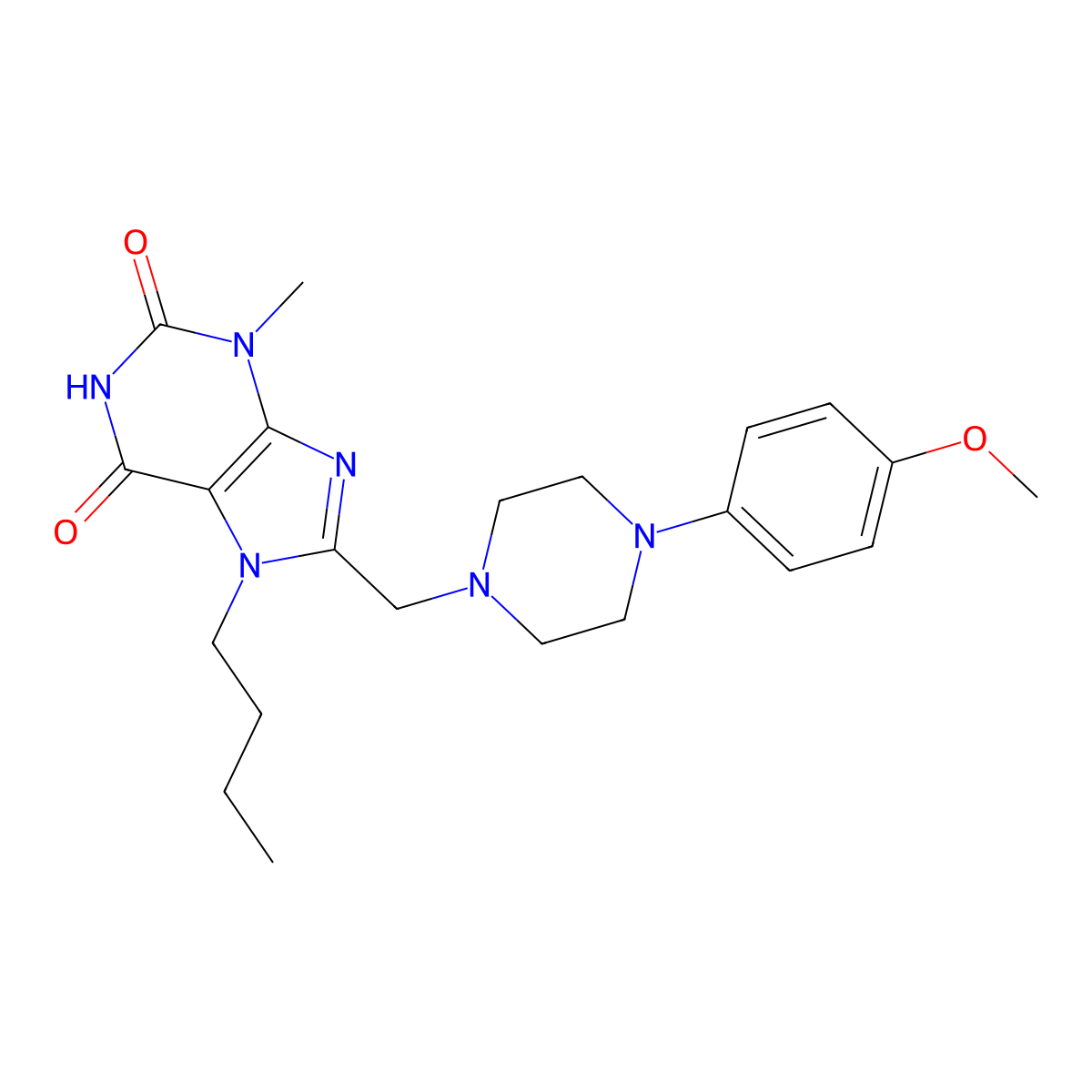 7-butyl-8-((4-(4-methoxyphenyl)piperazin-1-yl)methyl)-3-methyl-1H-purine-2,6(3H,7H)-dione molecular structure, CAS 847407-52-7