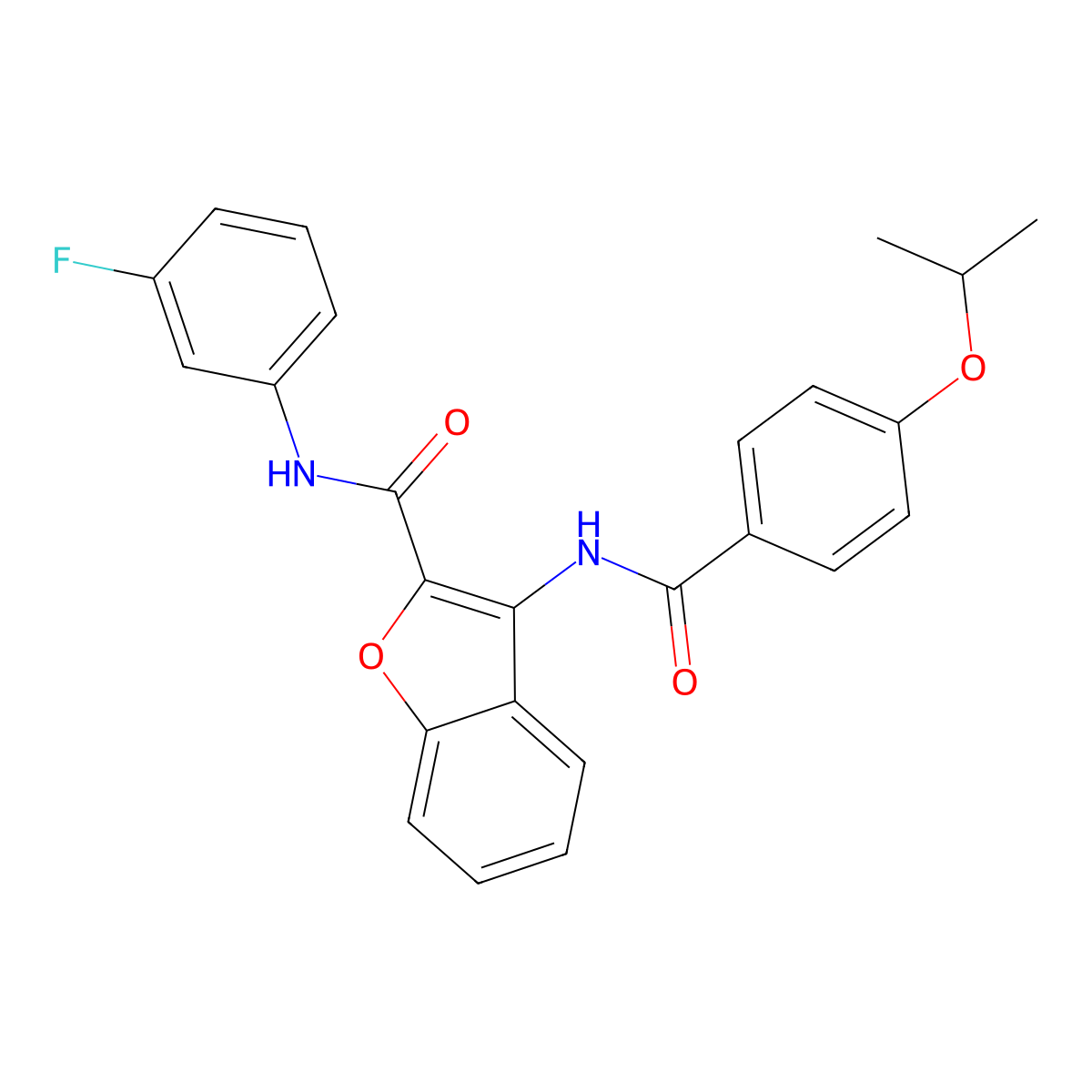 N-(3-fluorophenyl)-3-(4-isopropoxybenzamido)benzofuran-2-carboxamide molecular structure, CAS 847407-53-8