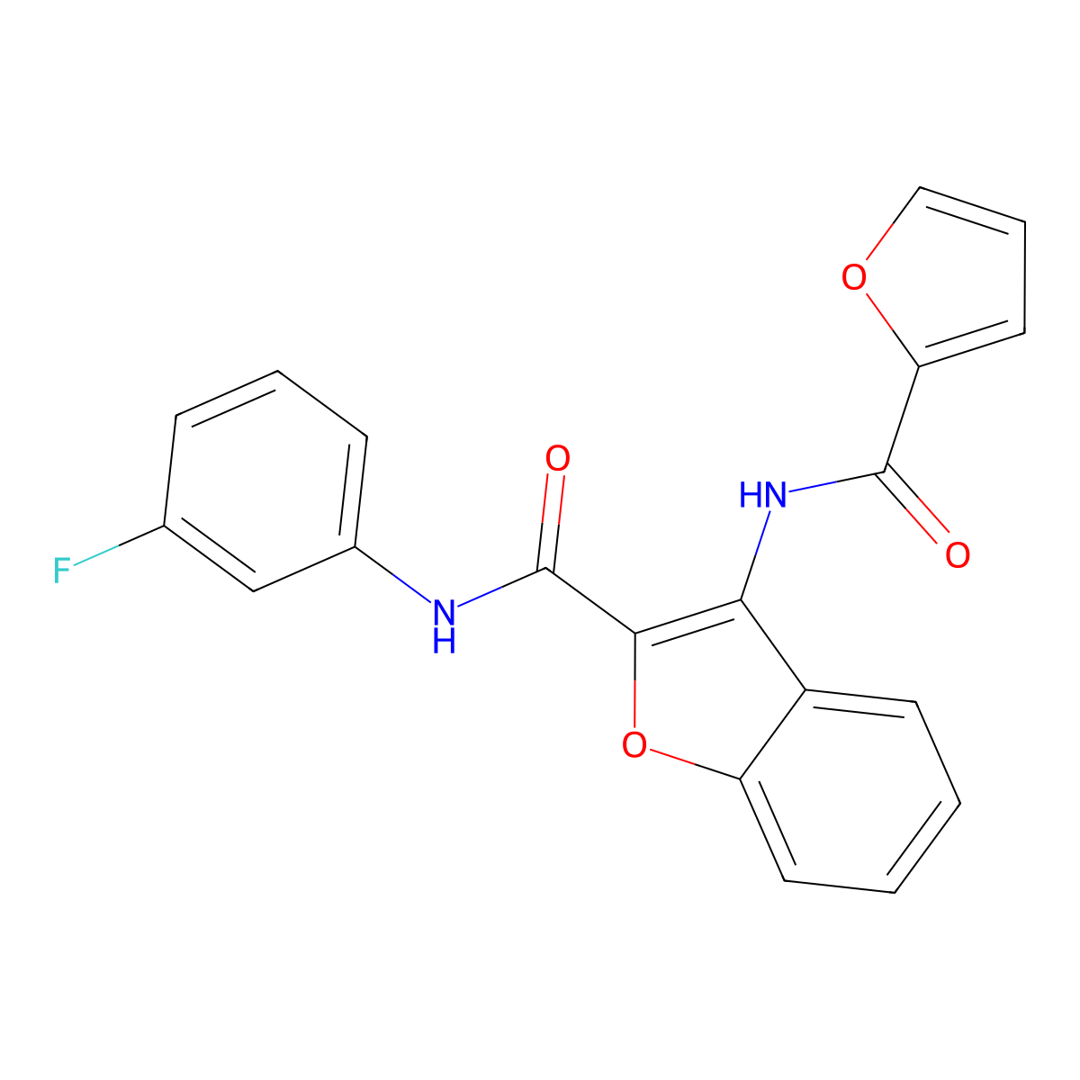 N-(3-fluorophenyl)-3-(furan-2-carboxamido)benzofuran-2-carboxamide molecular structure, CAS 847408-19-9