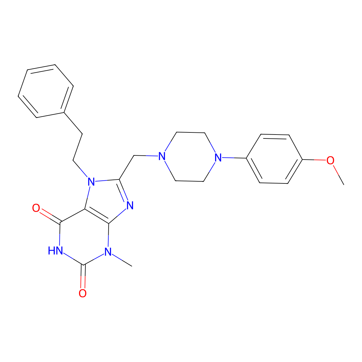 8-{[4-(4-methoxyphenyl)piperazin-1-yl]methyl}-3-methyl-7-(2-phenylethyl)-2,3,6,7-tetrahydro-1H-purine-2,6-dione molecular structure, CAS 847408-99-5