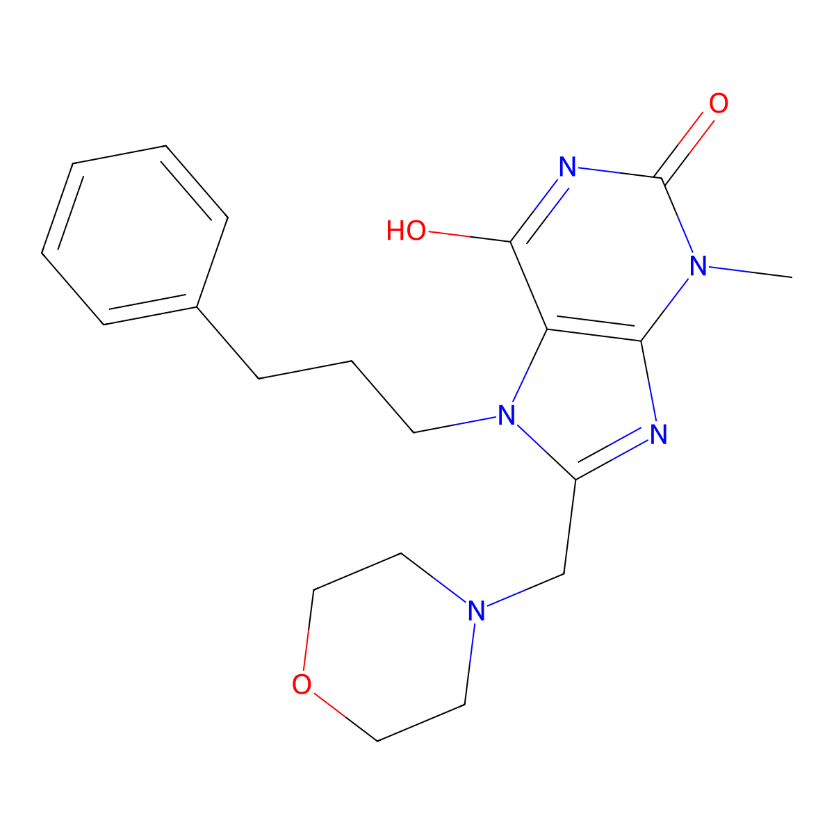 3-Methyl-8-(morpholin-4-ylmethyl)-7-(3-phenylpropyl)purine-2,6-dione molecular structure, CAS 847409-05-6