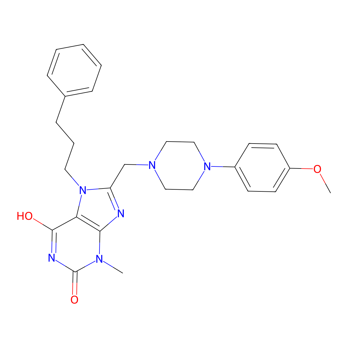 8-{[4-(4-methoxyphenyl)piperazin-1-yl]methyl}-3-methyl-7-(3-phenylpropyl)-3,7-dihydro-1H-purine-2,6-dione molecular structure, CAS 847409-22-7