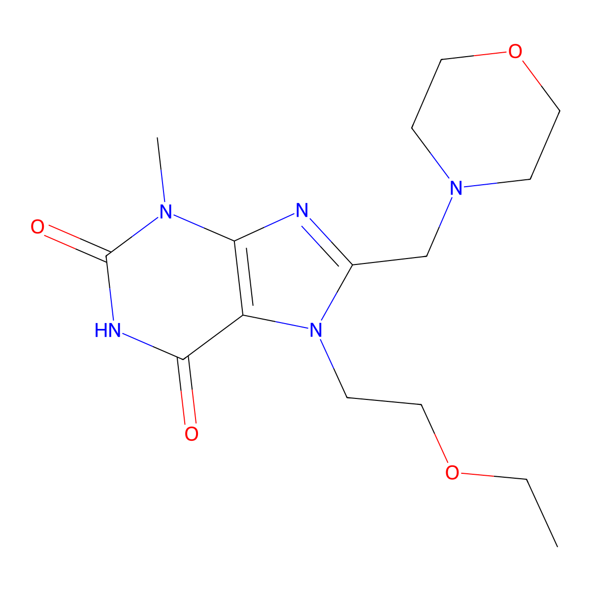 7-(2-Ethoxyethyl)-3-methyl-8-(morpholin-4-ylmethyl)purine-2,6-dione molecular structure, CAS 847409-28-3