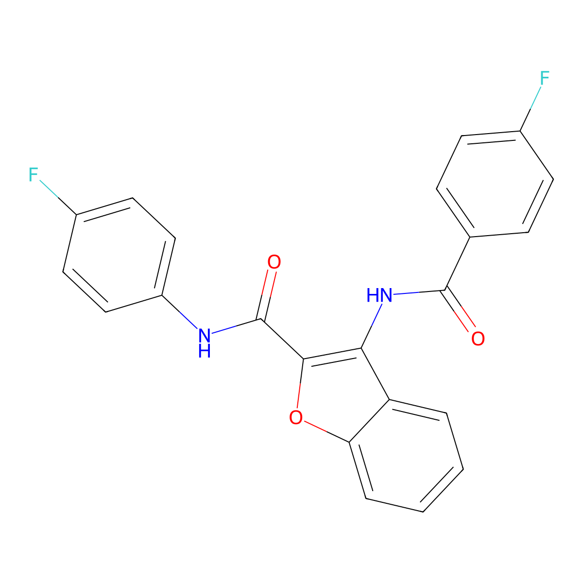 3-(4-fluorobenzamido)-N-(4-fluorophenyl)benzofuran-2-carboxamide molecular structure, CAS 847409-31-8