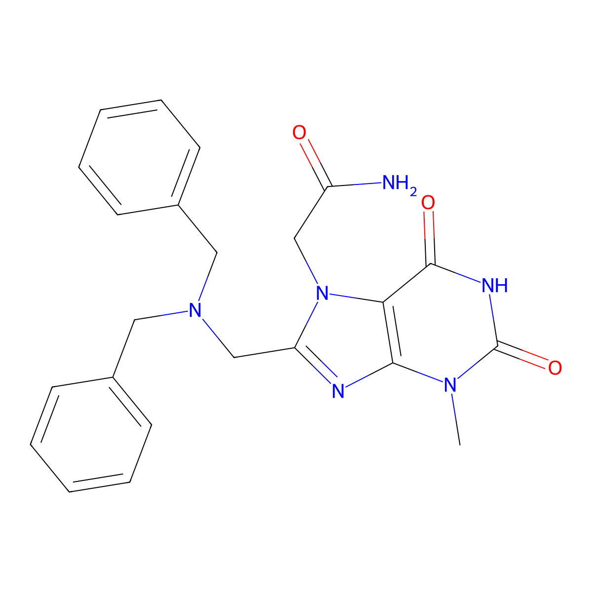 2-{8-[(dibenzylamino)methyl]-3-methyl-2,6-dioxo-2,3,6,7-tetrahydro-1H-purin-7-yl}acetamide molecular structure, CAS 847409-46-5