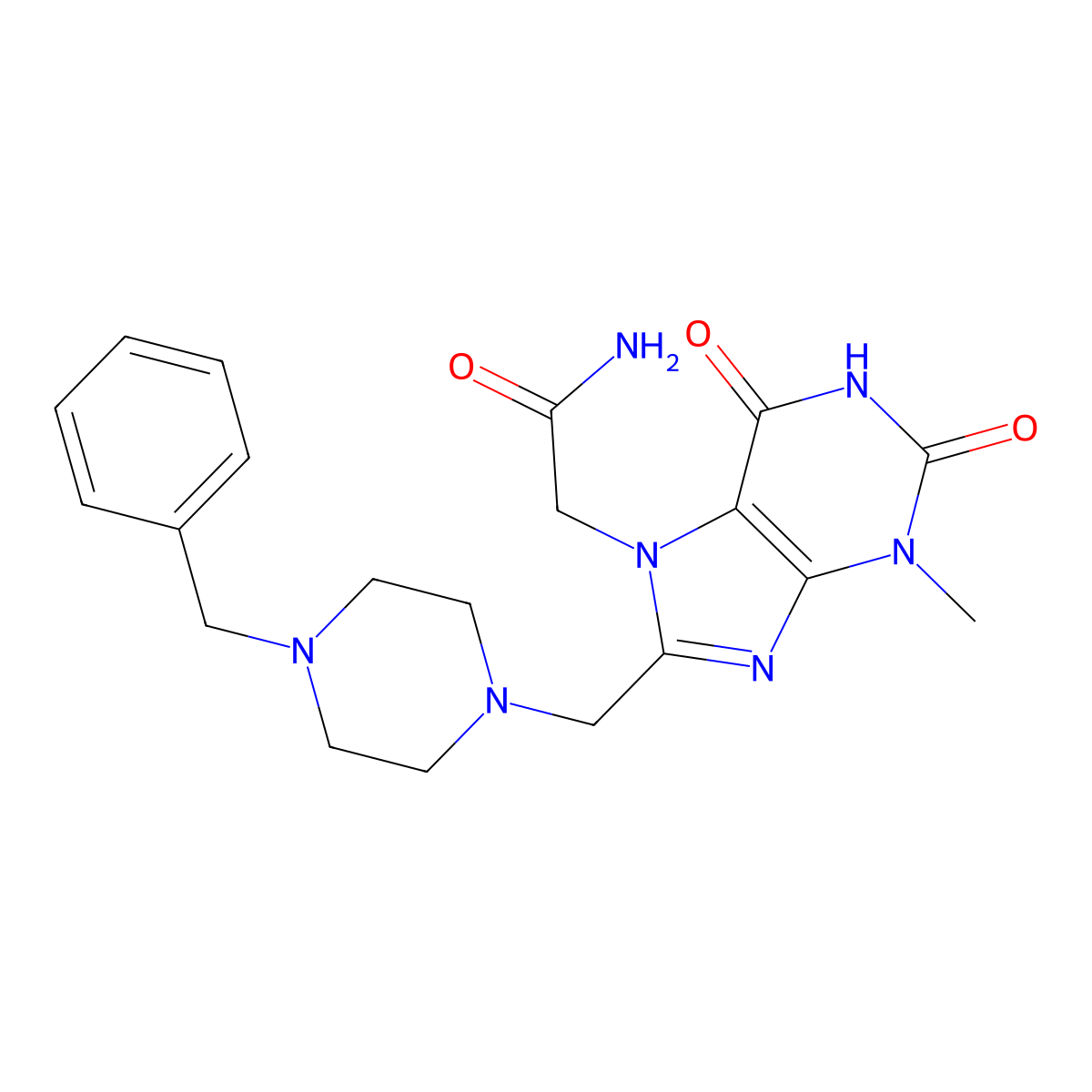 2-(8-((4-benzylpiperazin-1-yl)methyl)-3-methyl-2,6-dioxo-2,3-dihydro-1H-purin-7(6H)-yl)acetamide molecular structure, CAS 847409-50-1