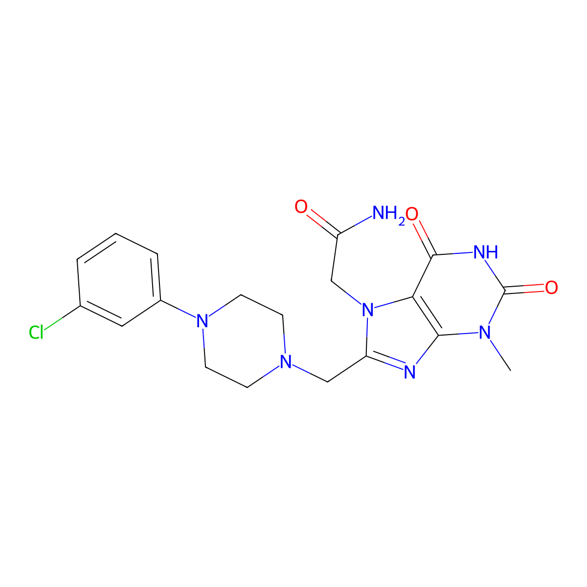 2-[8-[[4-(3-Chlorophenyl)piperazin-1-yl]methyl]-3-methyl-2,6-dioxopurin-7-yl]acetamide molecular structure, CAS 847409-52-3