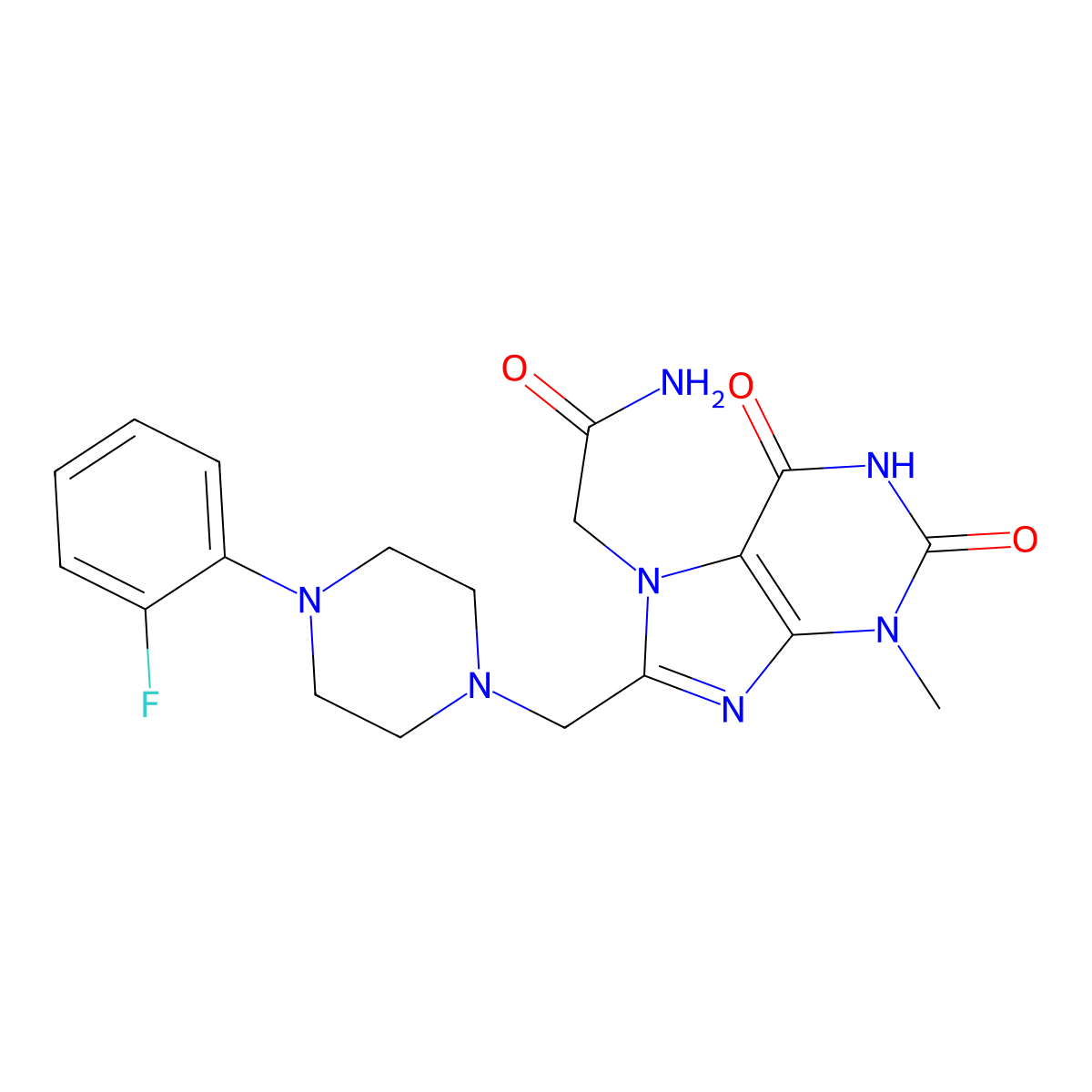 2-[8-[[4-(2-Fluorophenyl)piperazin-1-yl]methyl]-3-methyl-2,6-dioxopurin-7-yl]acetamide molecular structure, CAS 847409-54-5