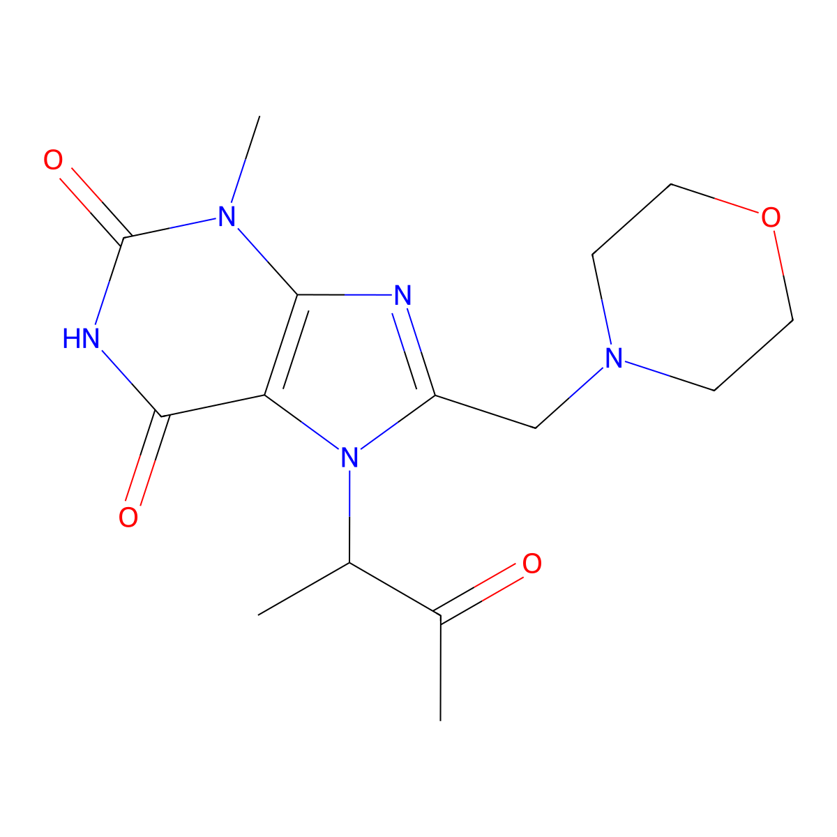 3-Methyl-8-(morpholin-4-ylmethyl)-7-(3-oxobutan-2-yl)purine-2,6-dione molecular structure, CAS 847409-56-7