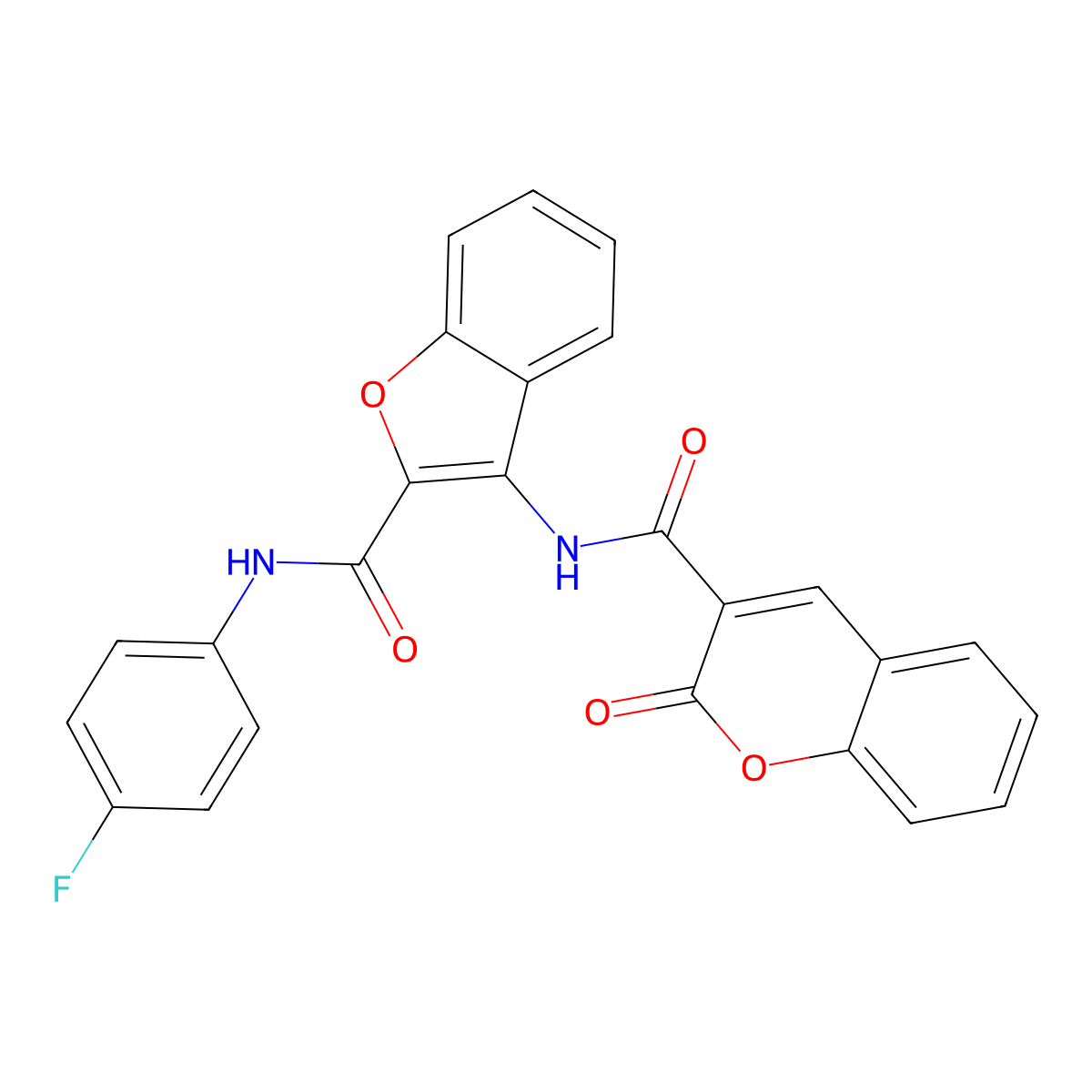 N-(2-((4-fluorophenyl)carbamoyl)benzofuran-3-yl)-2-oxo-2H-chromene-3-carboxamide molecular structure, CAS 847409-63-6