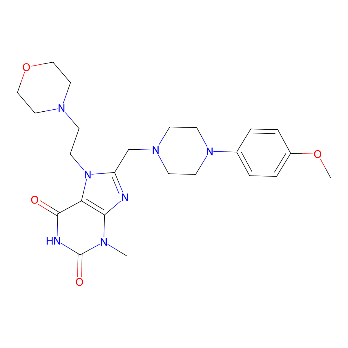 8-{[4-(4-methoxyphenyl)piperazin-1-yl]methyl}-3-methyl-7-[2-(morpholin-4-yl)ethyl]-2,3,6,7-tetrahydro-1H-purine-2,6-dione molecular structure, CAS 847409-68-1