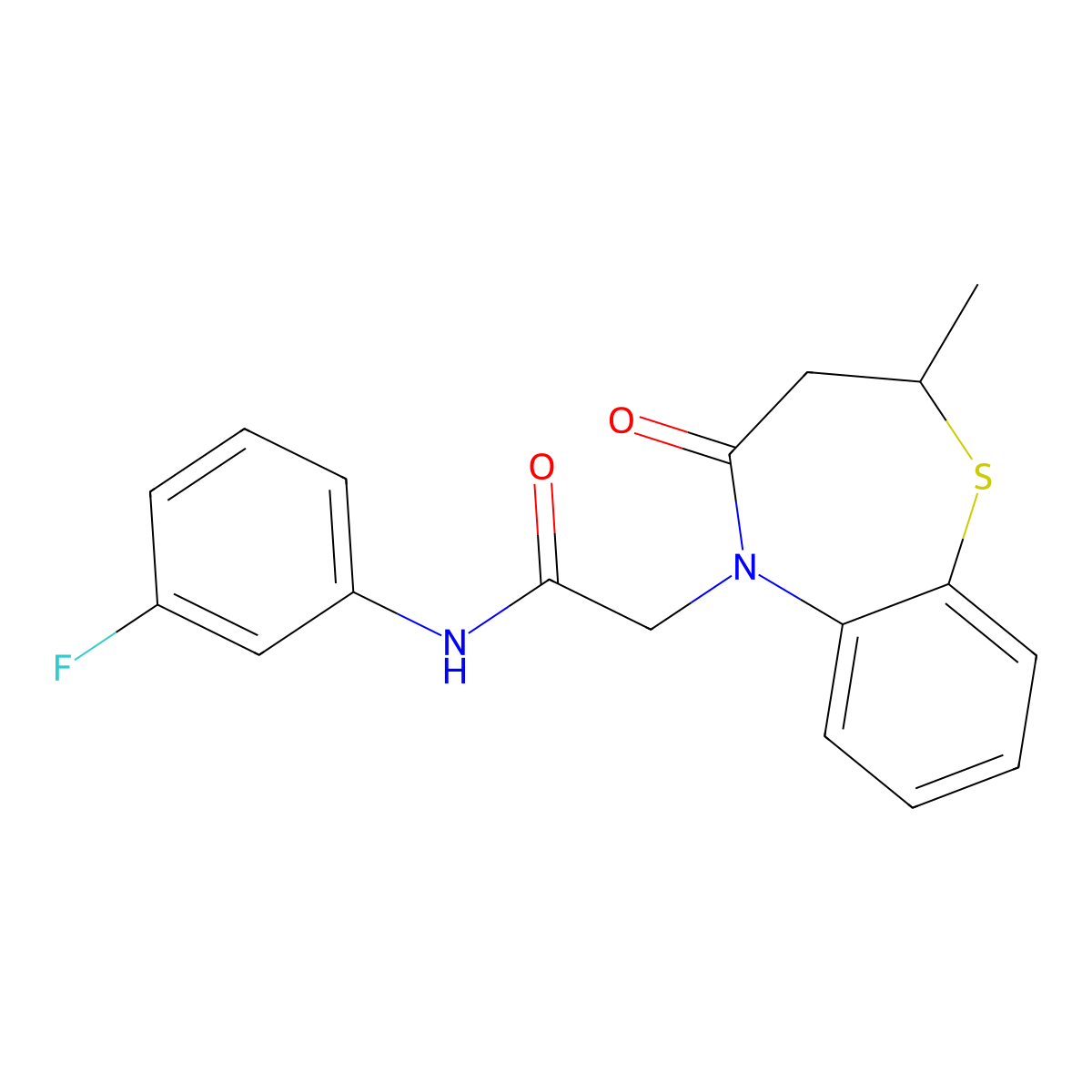 N-(3-fluorophenyl)-2-(2-methyl-4-oxo-3,4-dihydrobenzo[b][1,4]thiazepin-5(2H)-yl)acetamide molecular structure, CAS 847409-94-3