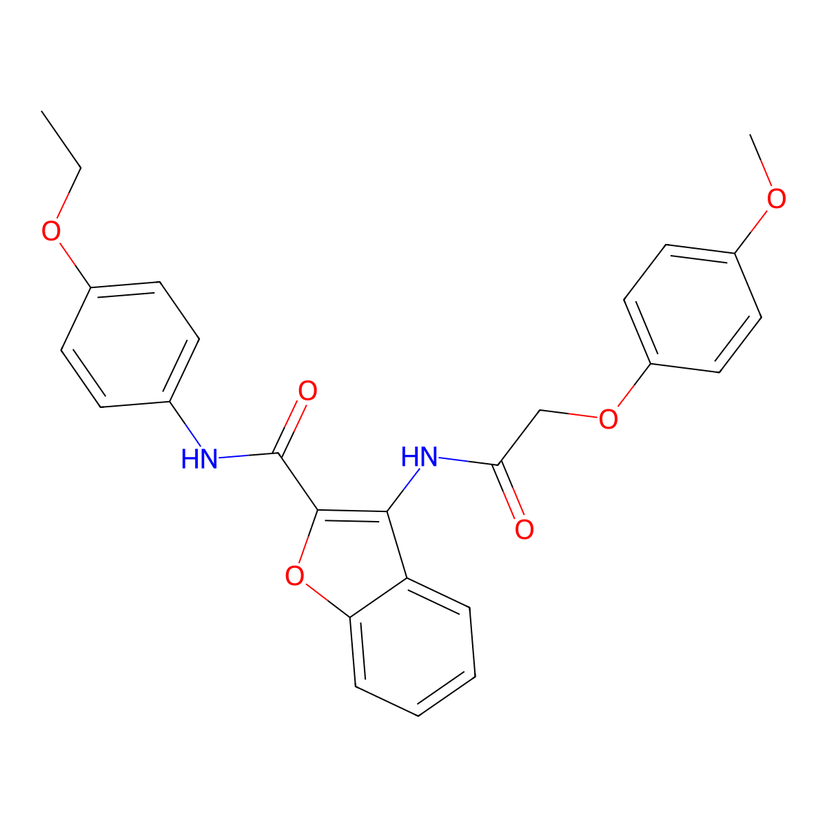 N-(4-ethoxyphenyl)-3-(2-(4-methoxyphenoxy)acetamido)benzofuran-2-carboxamide molecular structure, CAS 847409-95-4