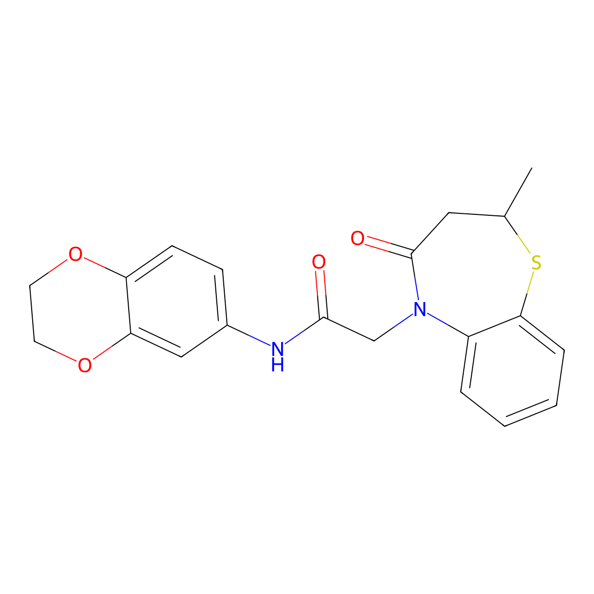 N-(2,3-dihydro-1,4-benzodioxin-6-yl)-2-(2-methyl-4-oxo-2,3,4,5-tetrahydro-1,5-benzothiazepin-5-yl)acetamide molecular structure, CAS 847410-20-2