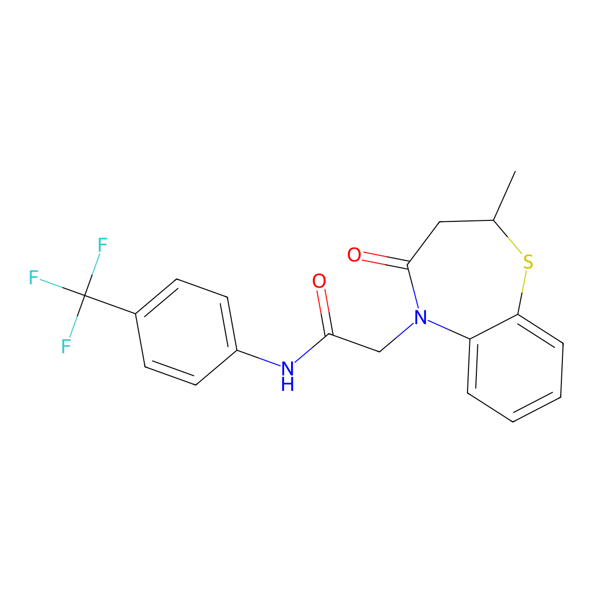 2-(2-methyl-4-oxo-3,4-dihydrobenzo[b][1,4]thiazepin-5(2H)-yl)-N-(4-(trifluoromethyl)phenyl)acetamide molecular structure, CAS 847410-22-4