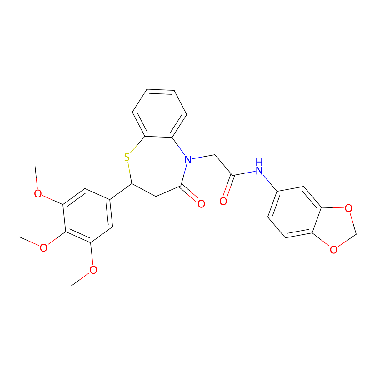 N-(benzo[d][1,3]dioxol-5-yl)-2-(4-oxo-2-(3,4,5-trimethoxyphenyl)-3,4-dihydrobenzo[b][1,4]thiazepin-5(2H)-yl)acetamide molecular structure, CAS 847410-56-4
