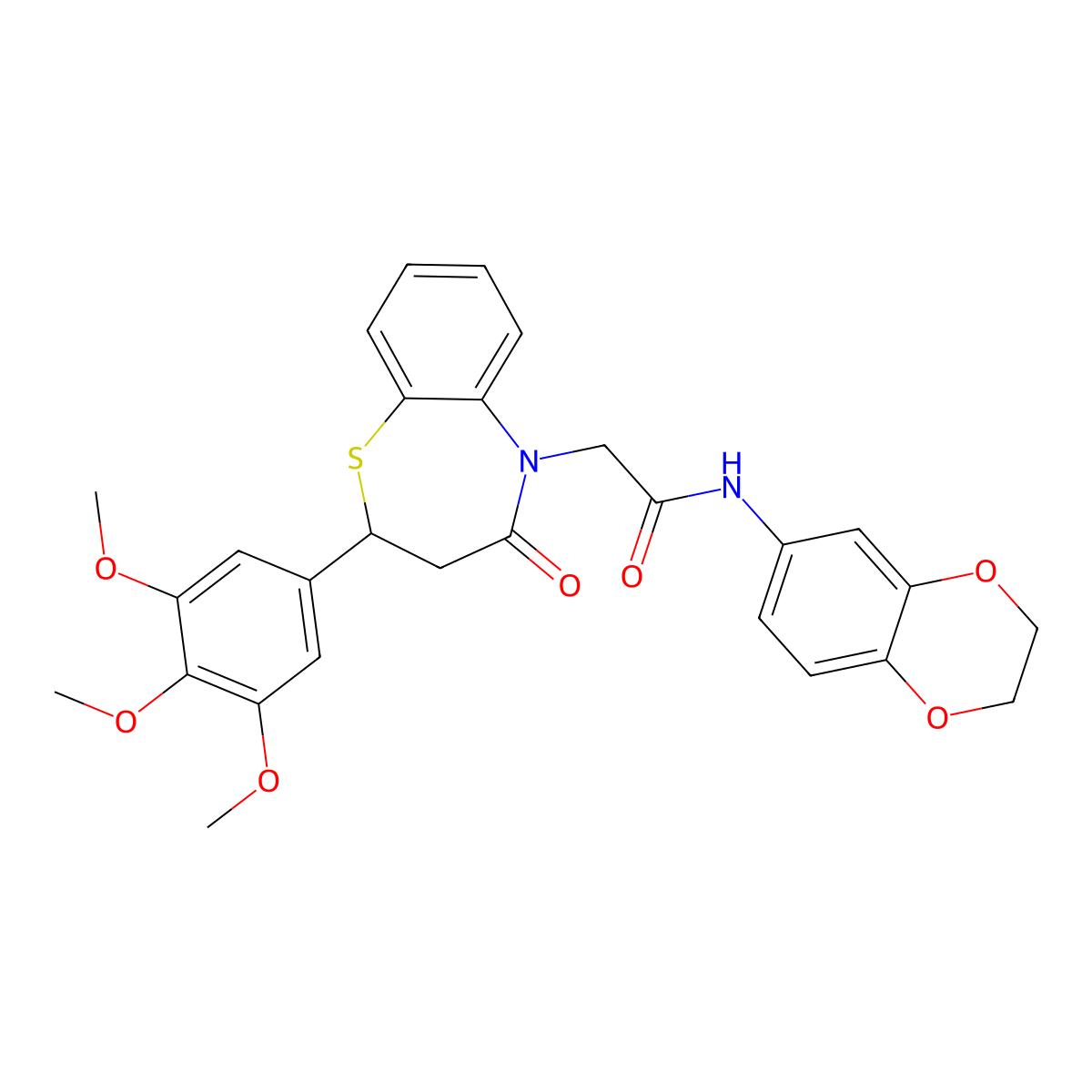N-(2,3-dihydrobenzo[b][1,4]dioxin-6-yl)-2-(4-oxo-2-(3,4,5-trimethoxyphenyl)-3,4-dihydrobenzo[b][1,4]thiazepin-5(2H)-yl)acetamide molecular structure, CAS 847410-57-5