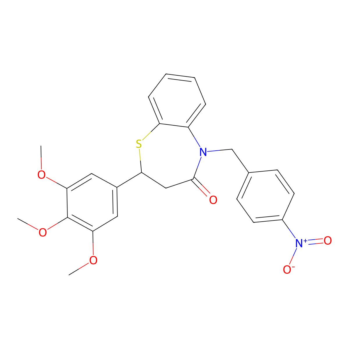 5-[(4-Nitrophenyl)methyl]-2-(3,4,5-trimethoxyphenyl)-2,3,4,5-tetrahydro-1,5-benzothiazepin-4-one molecular structure, CAS 847410-78-0