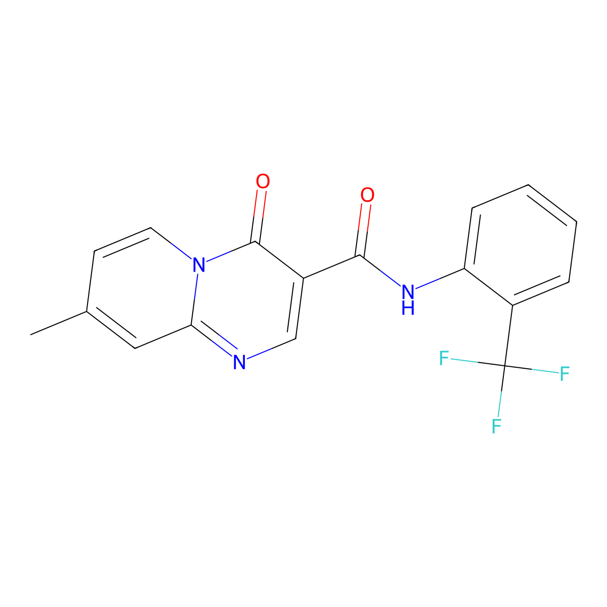 8-methyl-4-oxo-N-[2-(trifluoromethyl)phenyl]pyrido[1,2-a]pyrimidine-3-carboxamide molecular structure, CAS 847411-61-4