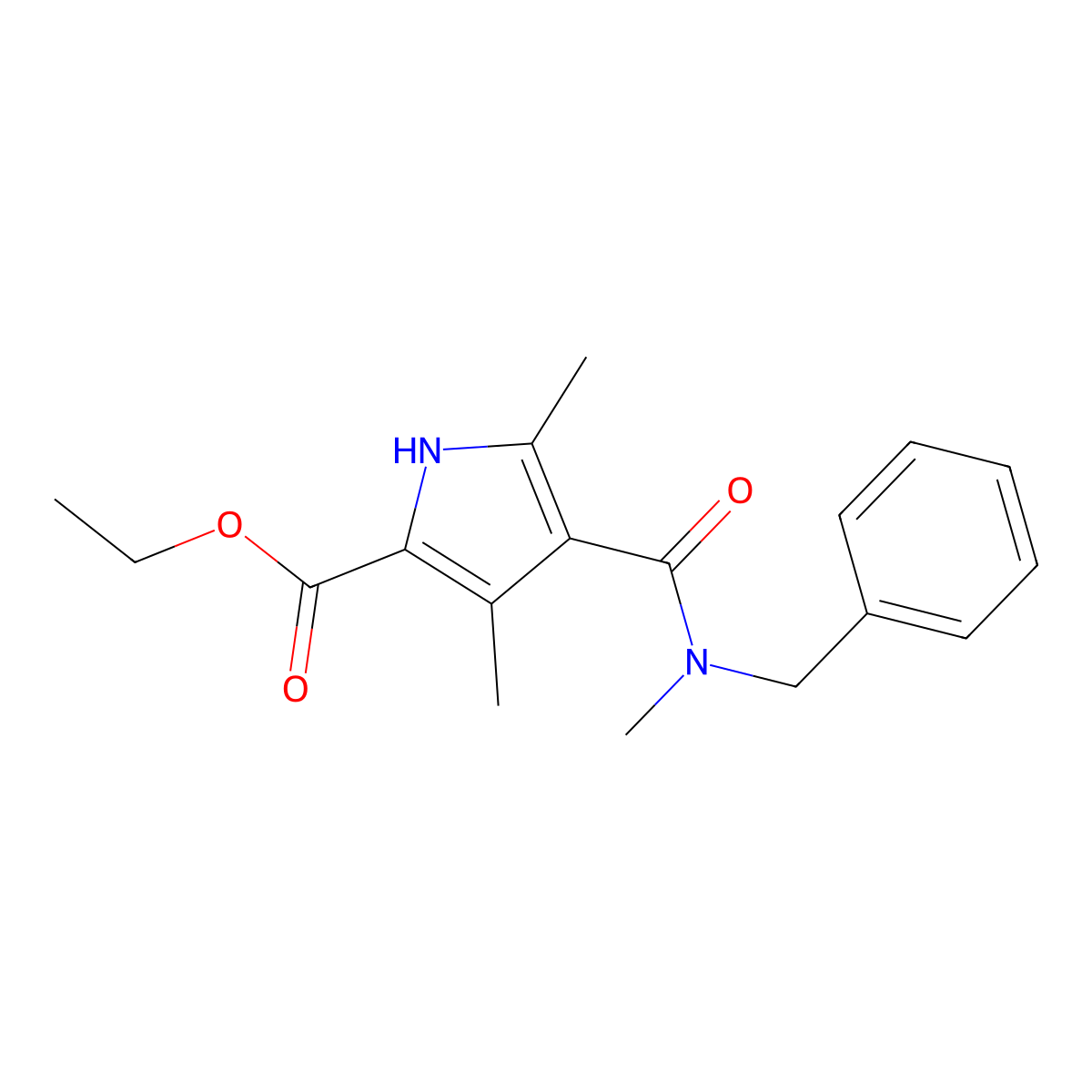 ethyl 4-[benzyl(methyl)carbamoyl]-3,5-dimethyl-1H-pyrrole-2-carboxylate molecular structure, CAS 847412-01-5