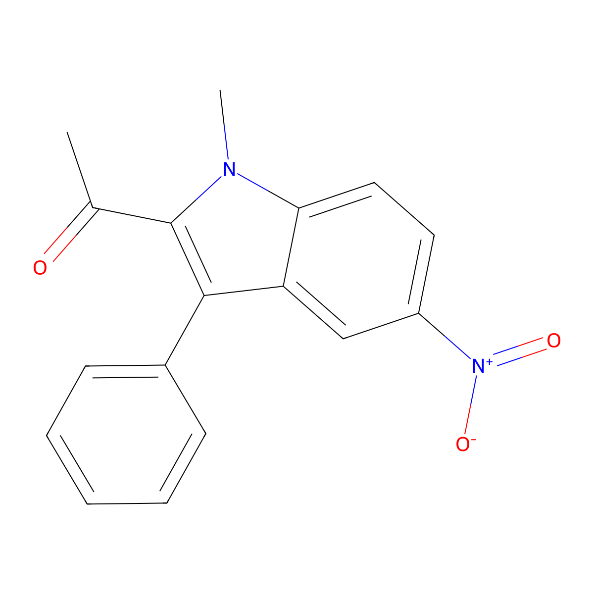Ethanone, 1-(1-methyl-5-nitro-3-phenyl-1H-indol-2-yl)- molecular structure, CAS 84744-90-1