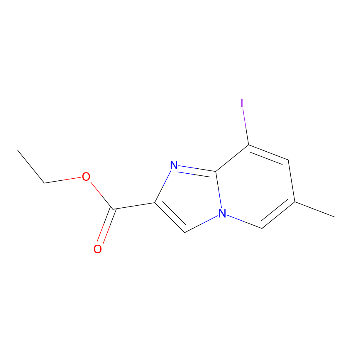 Ethyl 8-iodo-6-methylimidazo(1,2-a)pyridine-2-carboxylate molecular structure, CAS 847446-56-4